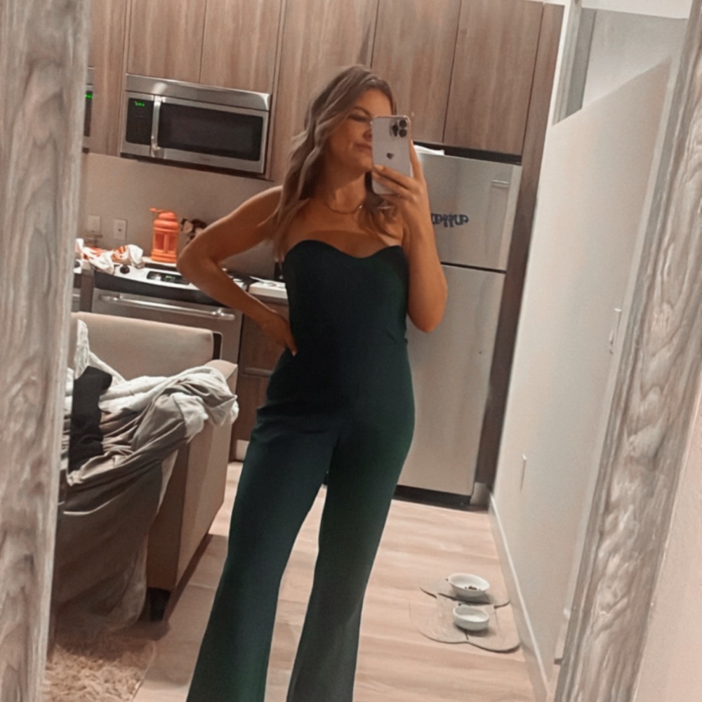 Abercrombie & Fitch Dark Green Flare Jumpsuit